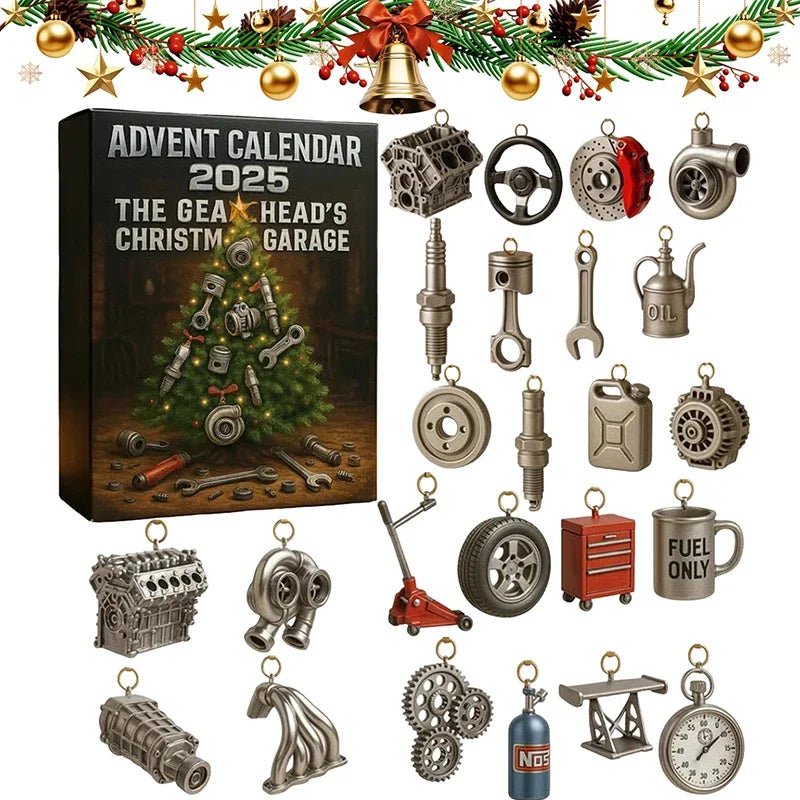 Auto Adventskalender Mit Fahrzeugteil Und Werkzeug Anhängern | Weihnachten