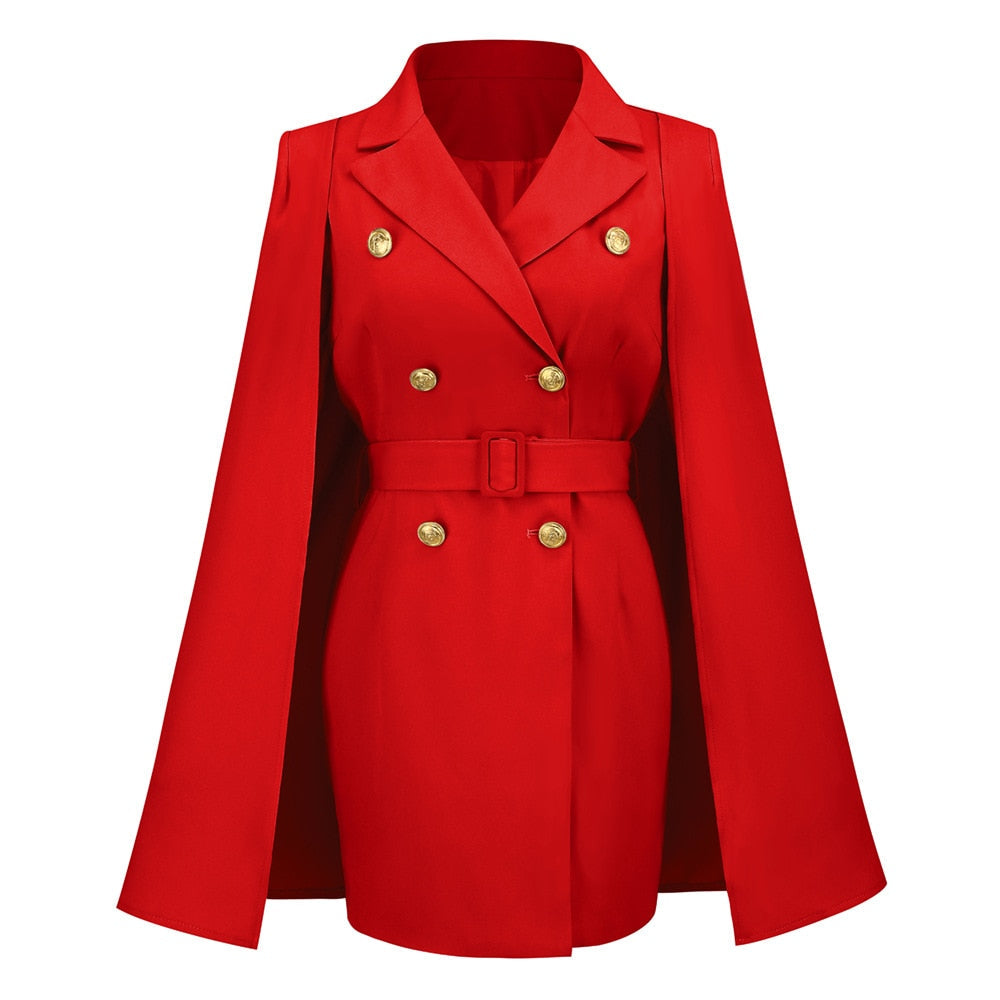 Damen Mini Kleid im Cape Blazer-Stil | Gürtel