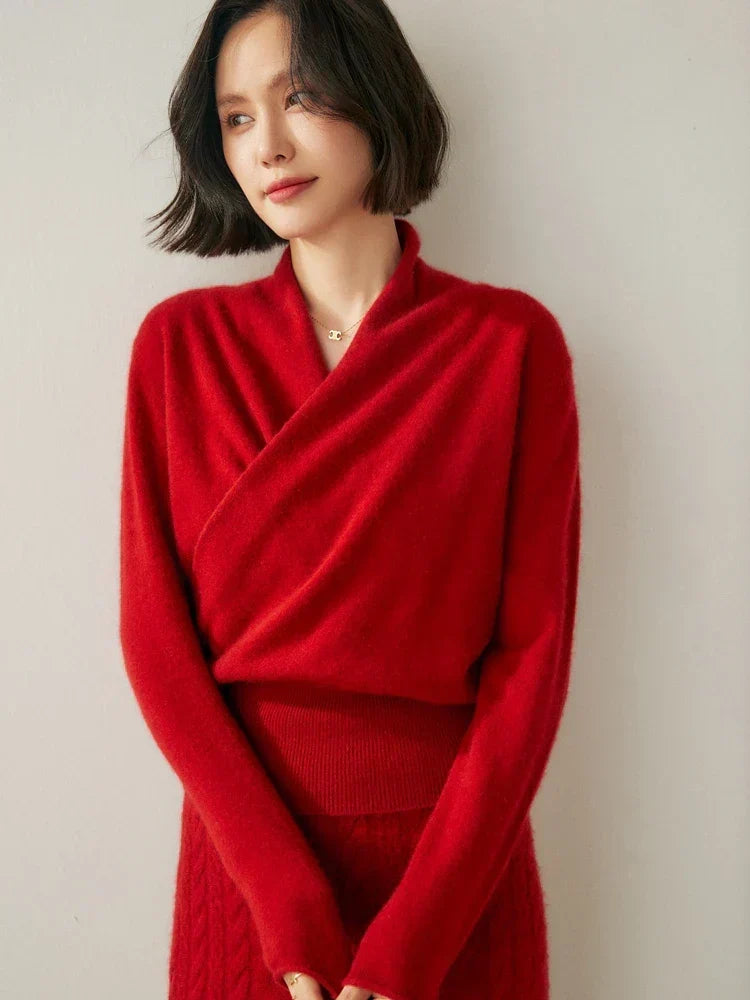 Damen Wickelpullover | Schmale Passform