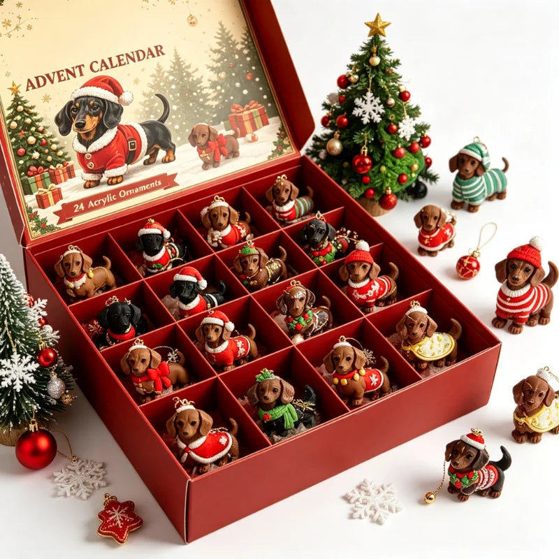 Dackel Adventskalender Mit Festlichen Hundefiguren | Weihnachten