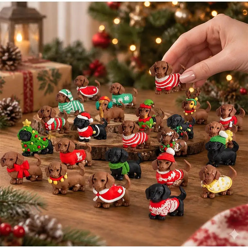 Dackel Adventskalender Mit Festlichen Hundefiguren | Weihnachten