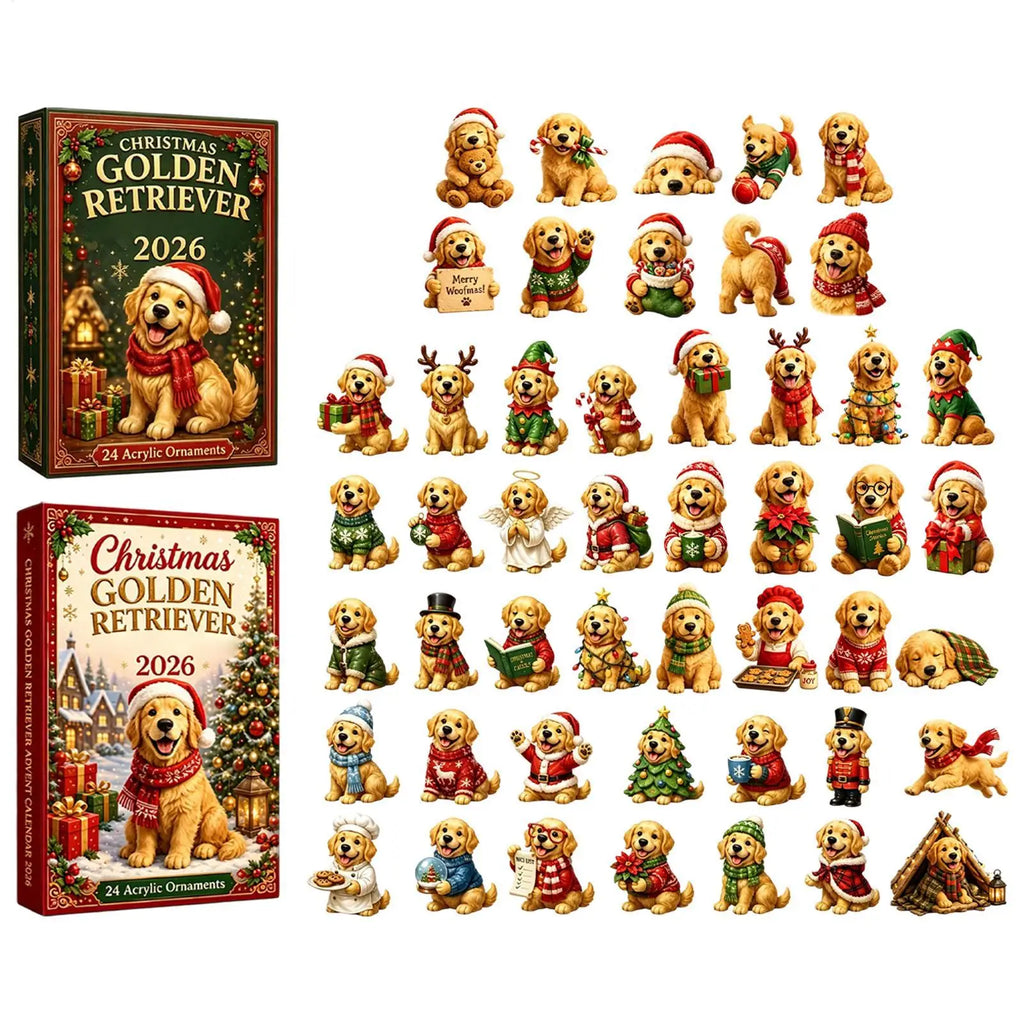 Golden Retriever Adventskalender Mit Christbaumschmuck | Weihnachten