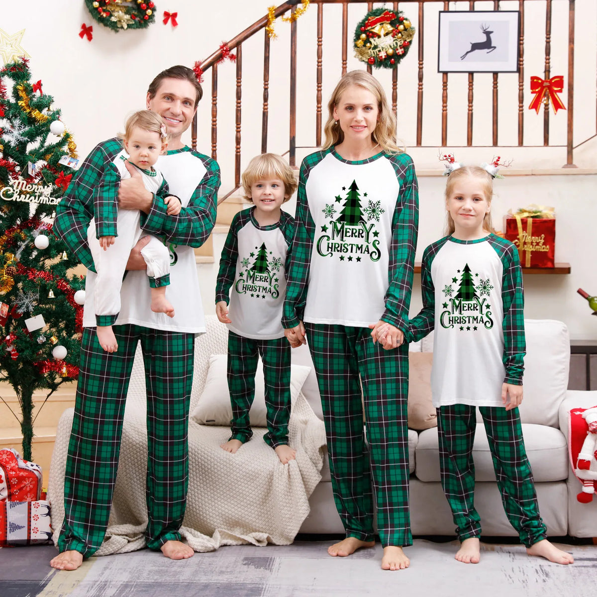 Familien Winter-Weihnachtspyjama-Set Im Partnerlook | Bedruckt