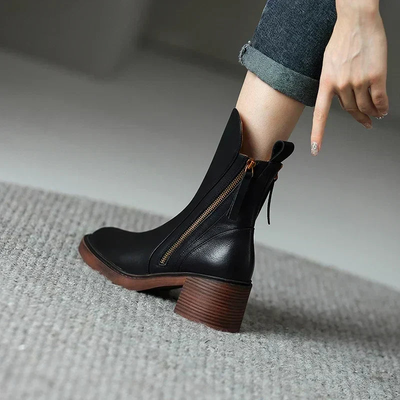 Damen Stiefel Winter Lässig Reissverschluss | Blockabsatz