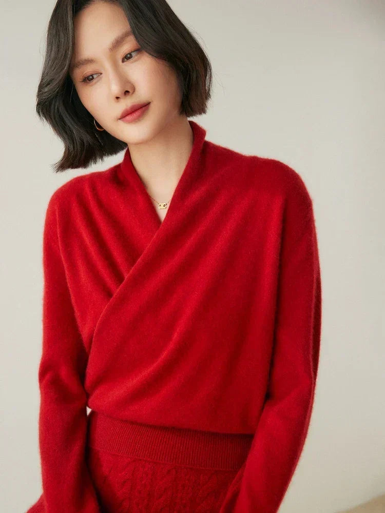 Damen Wickelpullover | Schmale Passform