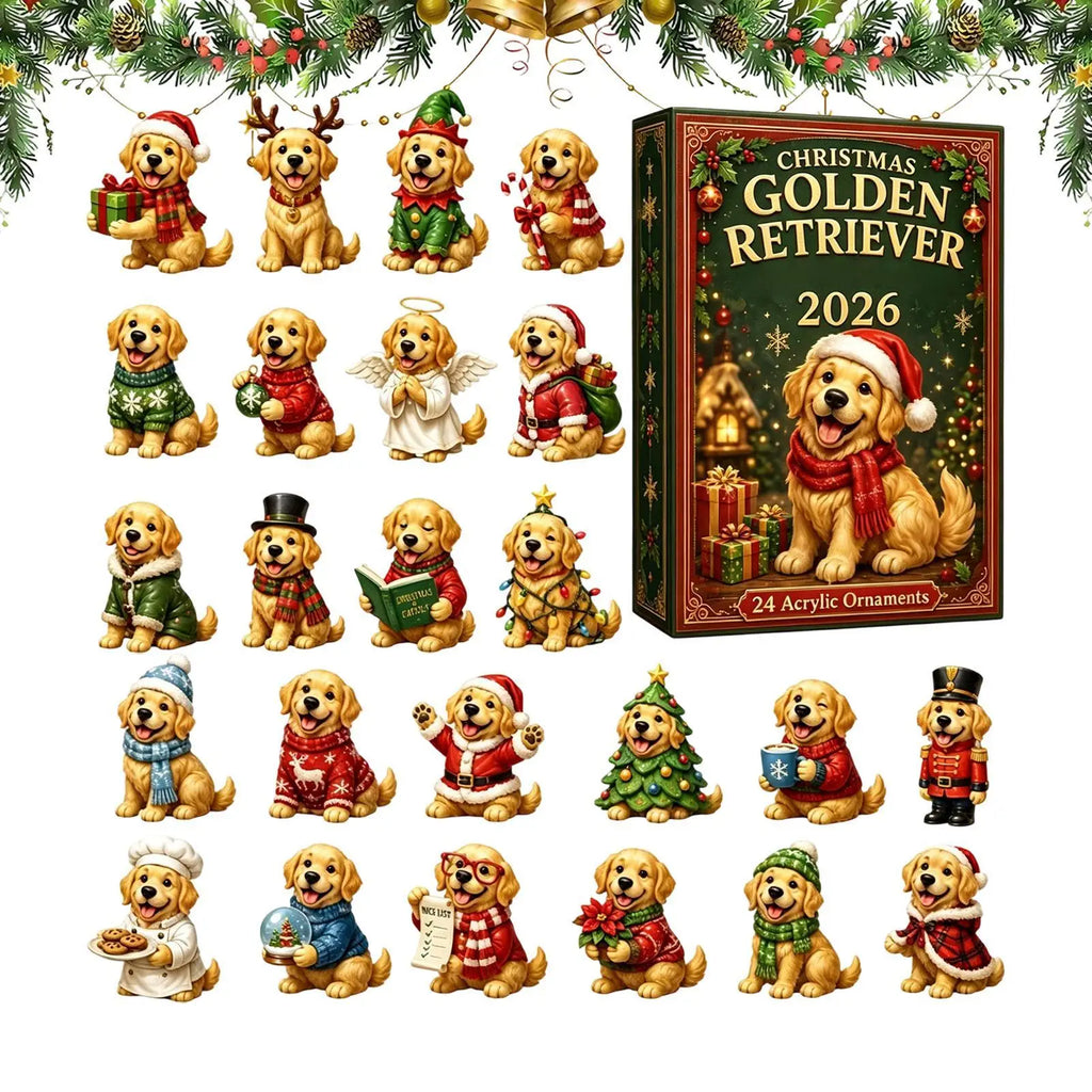 Golden Retriever Adventskalender Mit Christbaumschmuck | Weihnachten