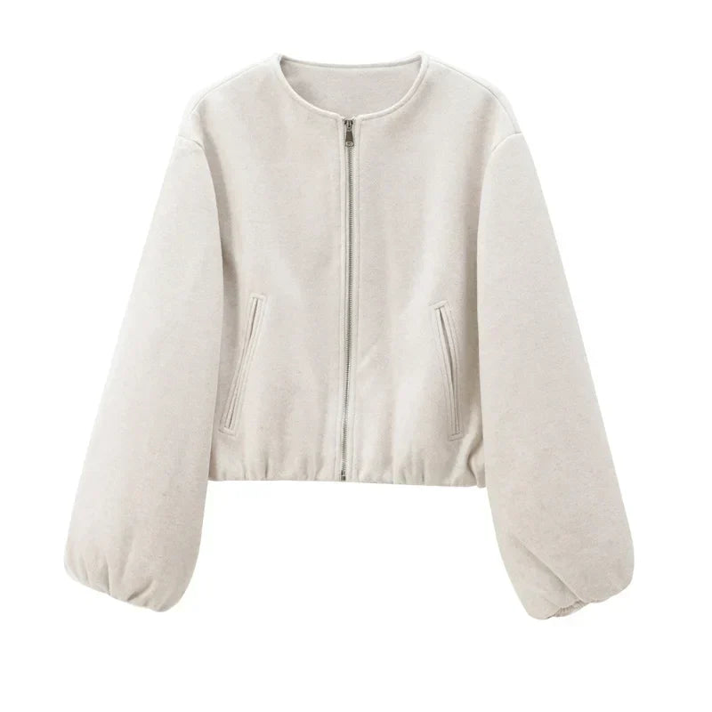 Damen Kurze Jacke Mit Reißverschluss | Lässig