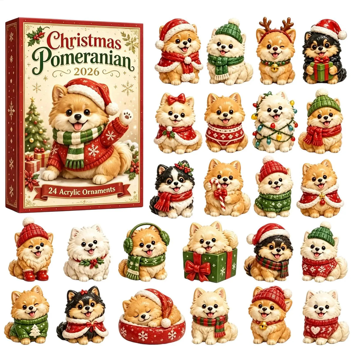 Hunde Adventskalender Mit Festlichen Baumanhängern | Weihnachten