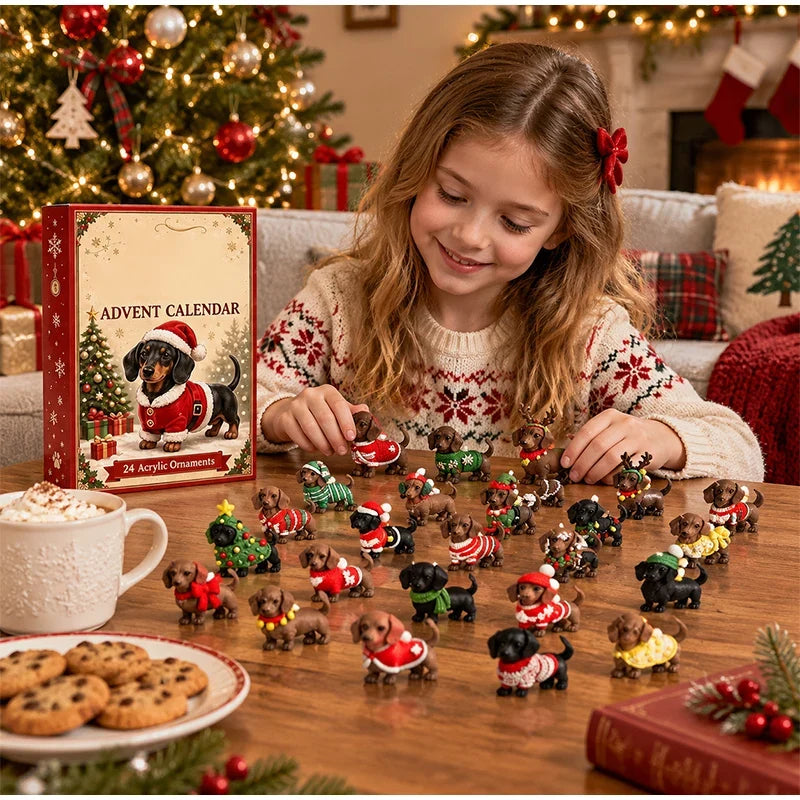 Dackel Adventskalender Mit Festlichen Hundefiguren | Weihnachten