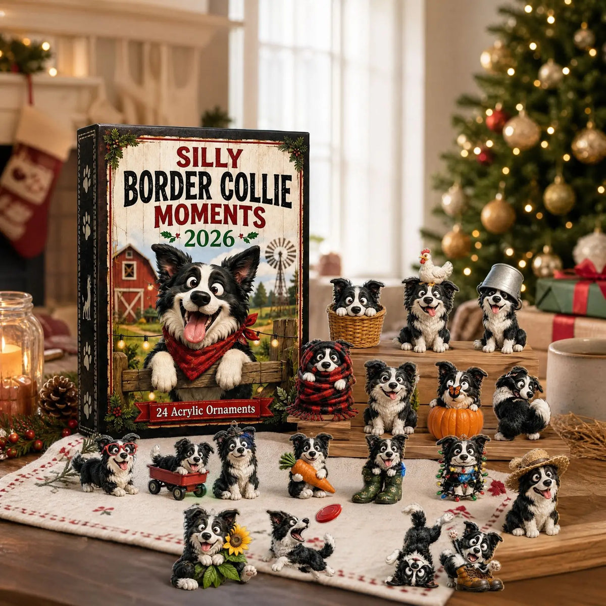 Collie Adventskalender Mit Hunde Ornamenten | Weihnachten