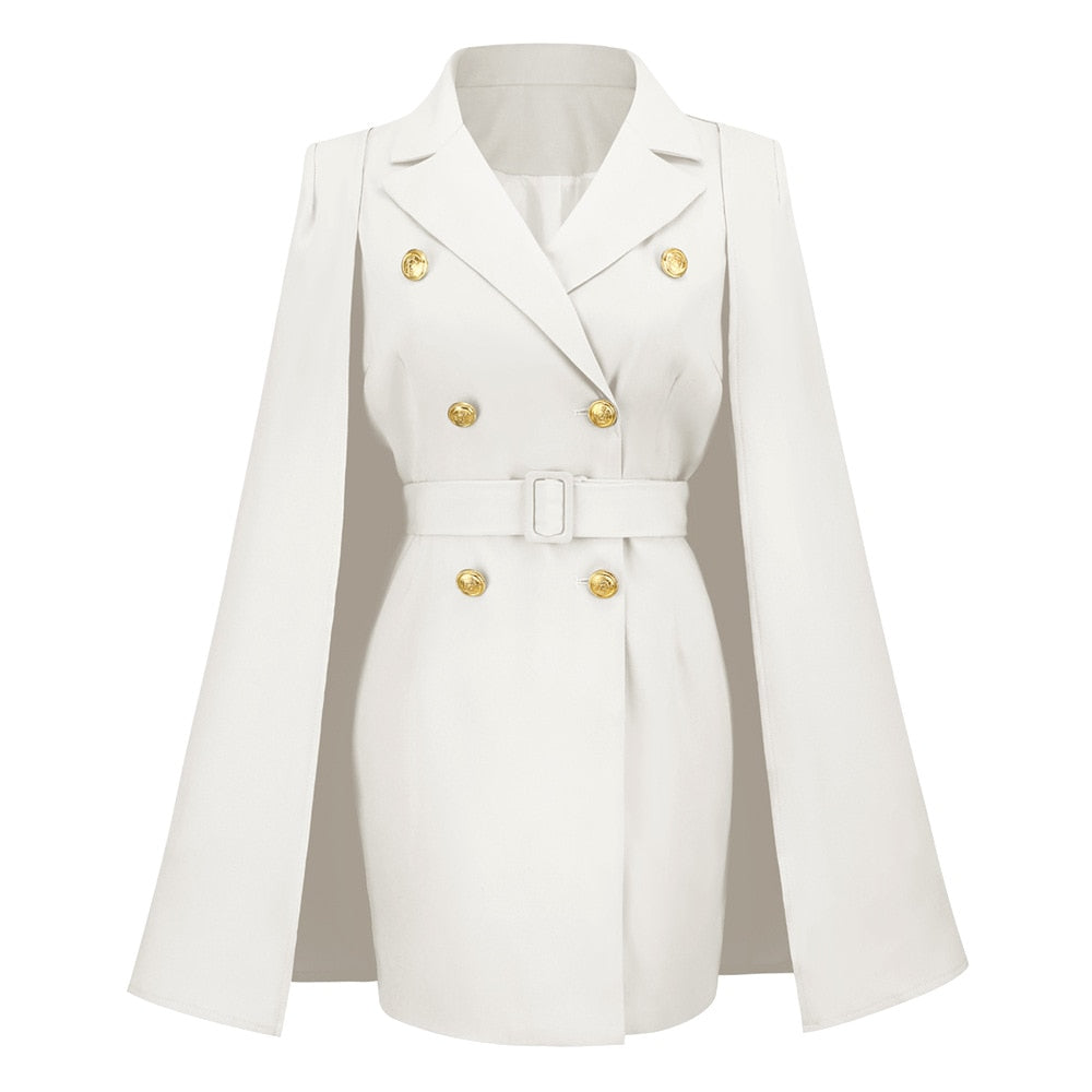 Damen Mini Kleid im Cape Blazer-Stil | Gürtel