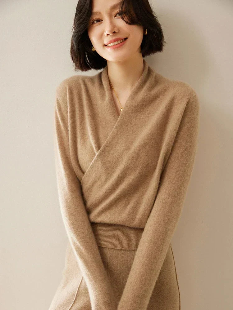 Damen Wickelpullover | Schmale Passform