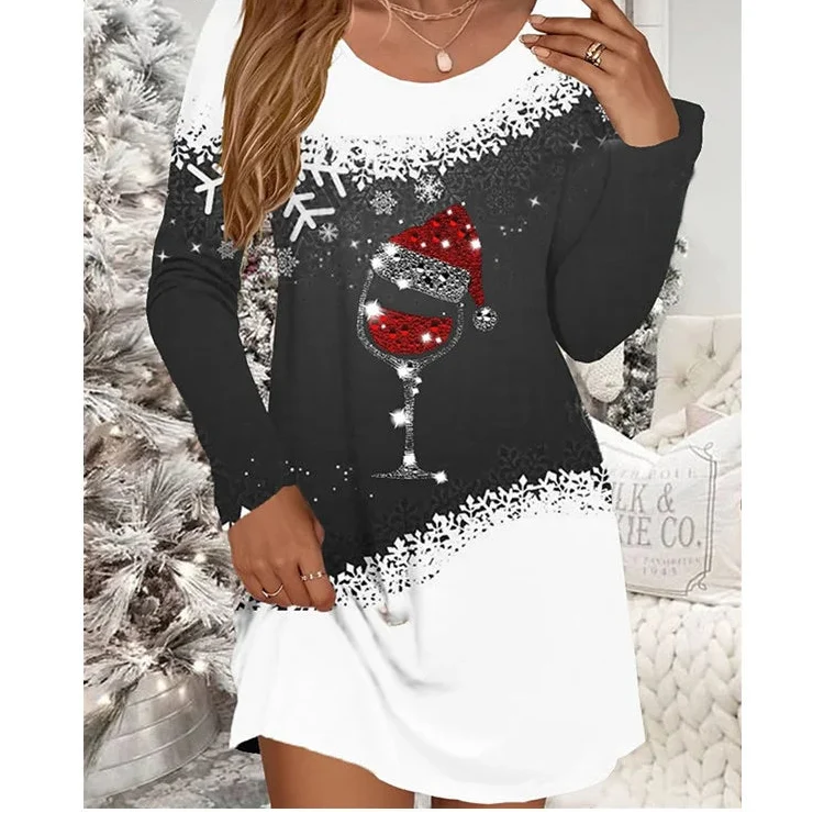 Damen Kleid Mini Langarm Weihnachten | Winter