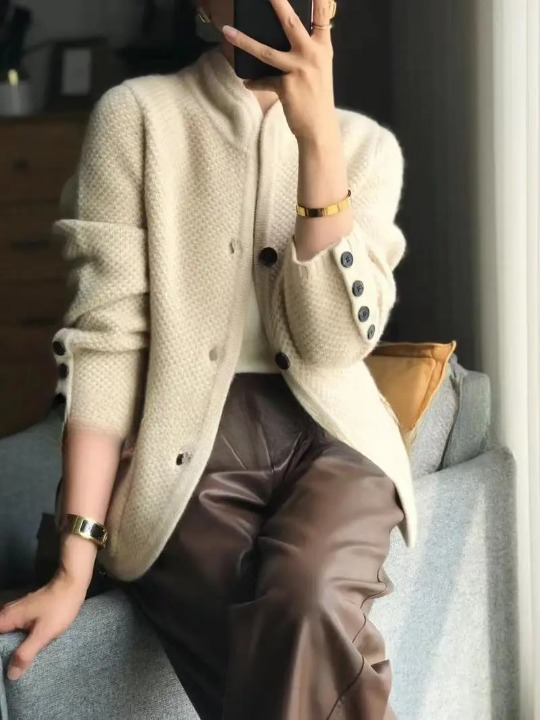 Damen Strickjacke Zuknöpfen Winter Strick | Kurze