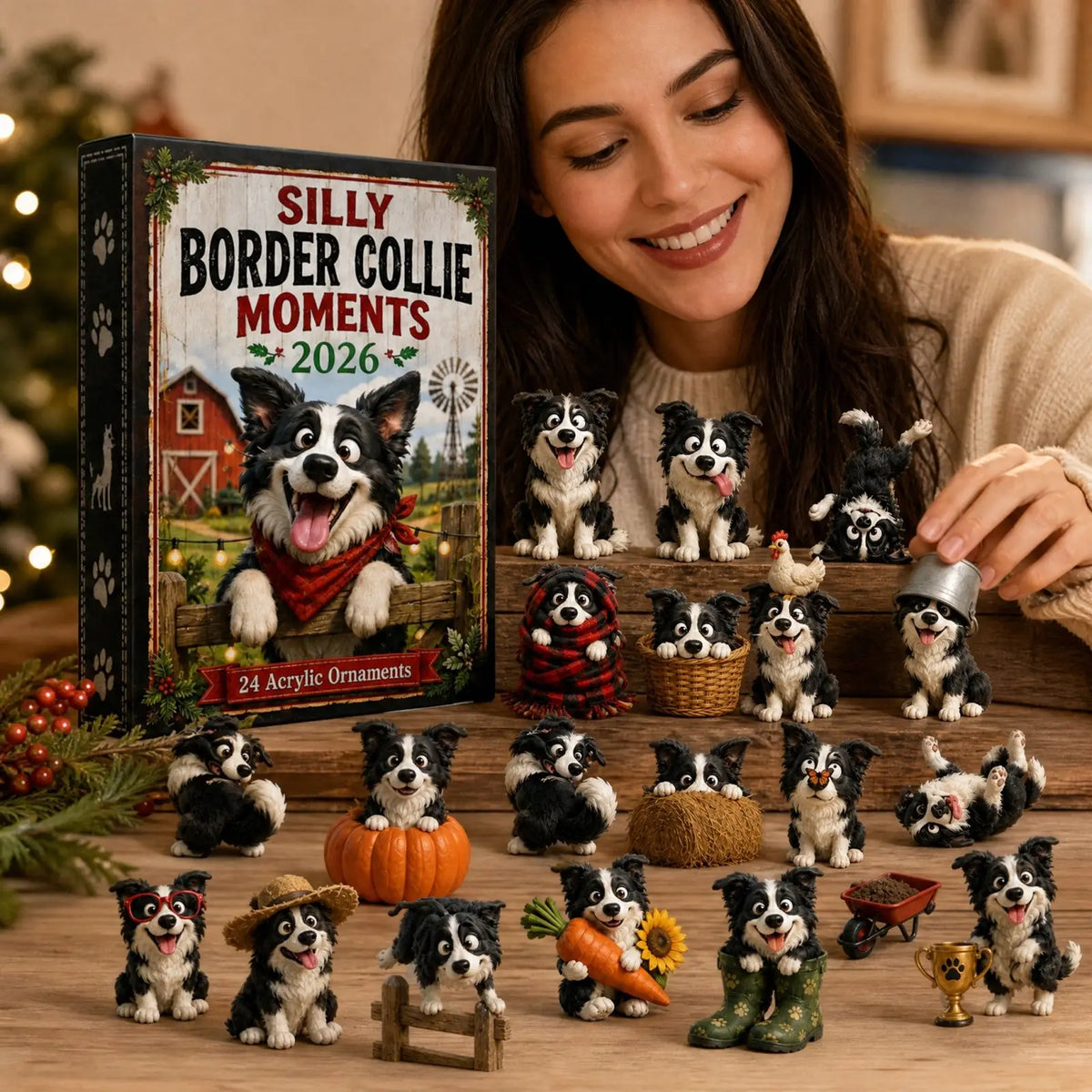 Collie Adventskalender Mit Hunde Ornamenten | Weihnachten