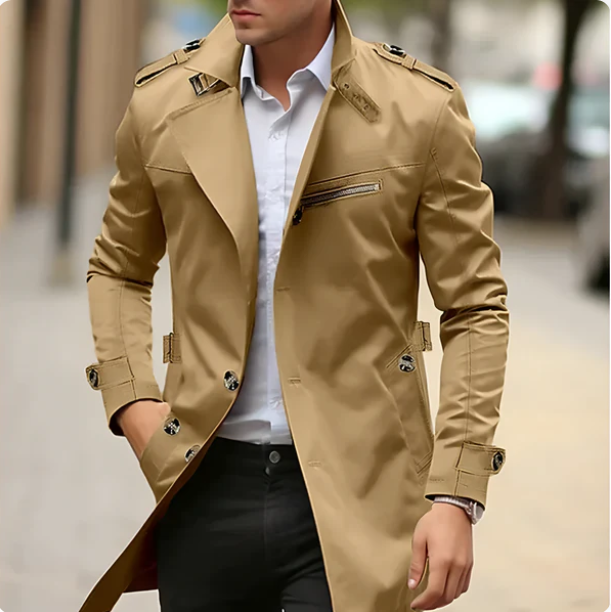 Herren Mantel Trench Lang Mit Reverskragen | Winter