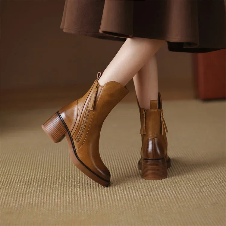 Damen Stiefel Winter Lässig Reissverschluss | Blockabsatz