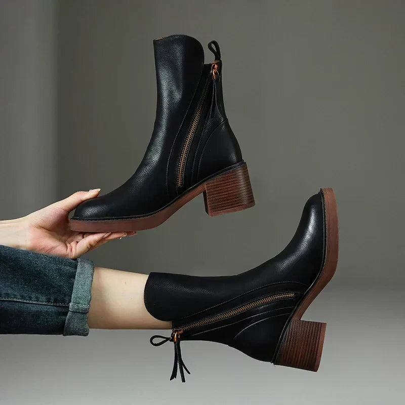 Damen Stiefel Winter Lässig Reissverschluss | Blockabsatz