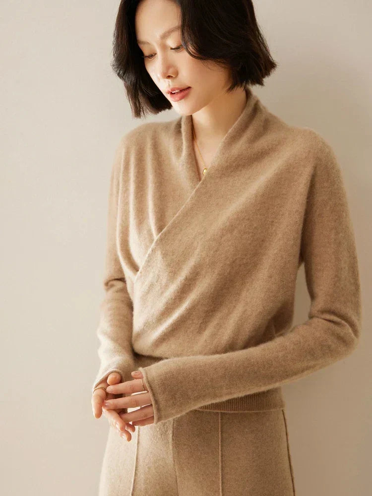 Damen Wickelpullover | Schmale Passform
