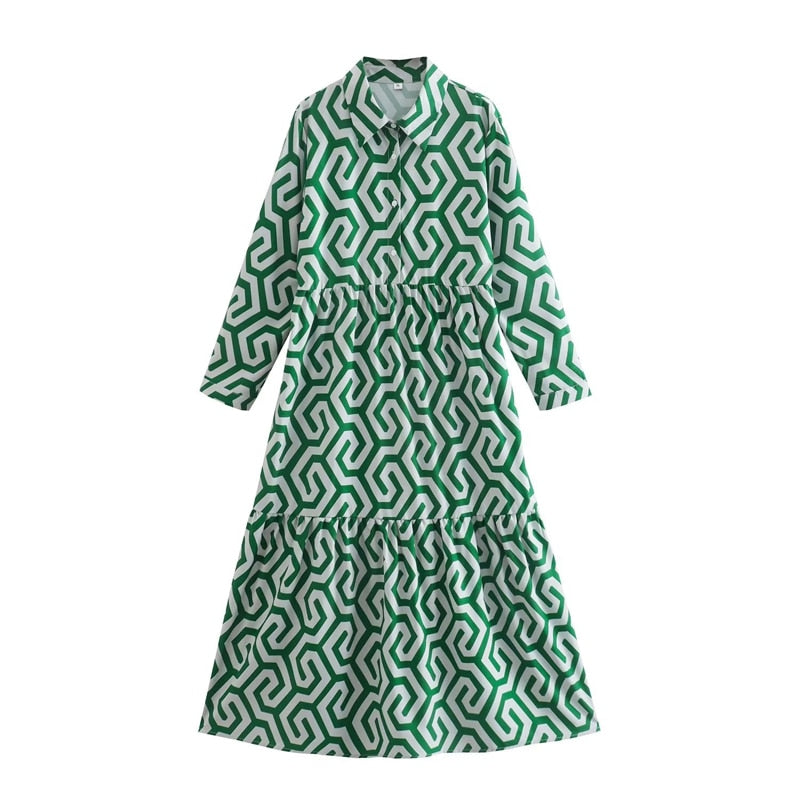 Damen Bedrucktes Hemdkleid | Midi