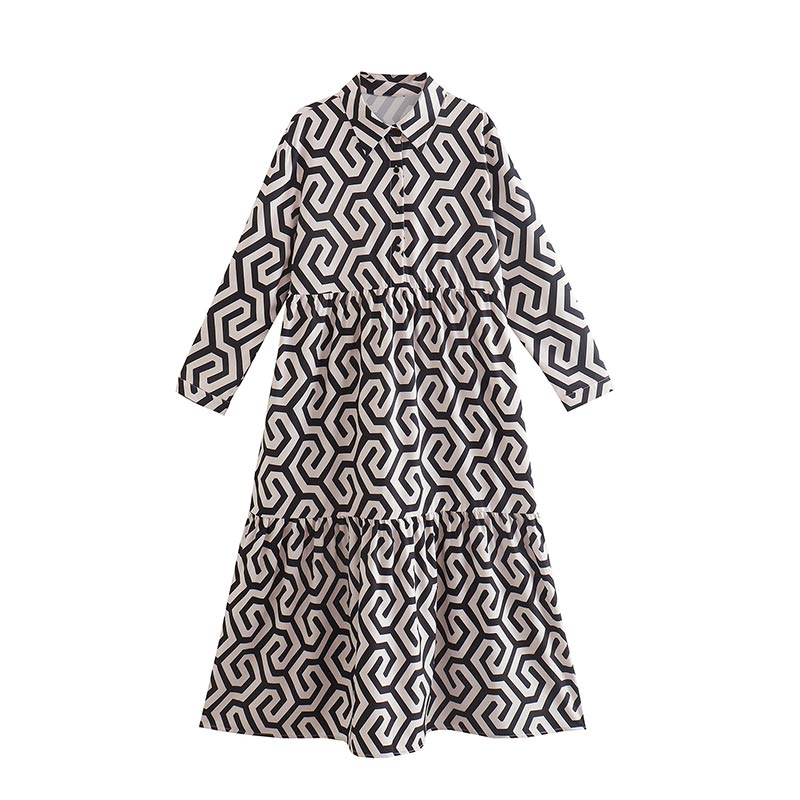 Damen Bedrucktes Hemdkleid | Midi