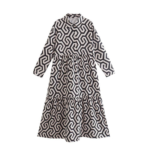 Damen Bedrucktes Hemdkleid | Midi