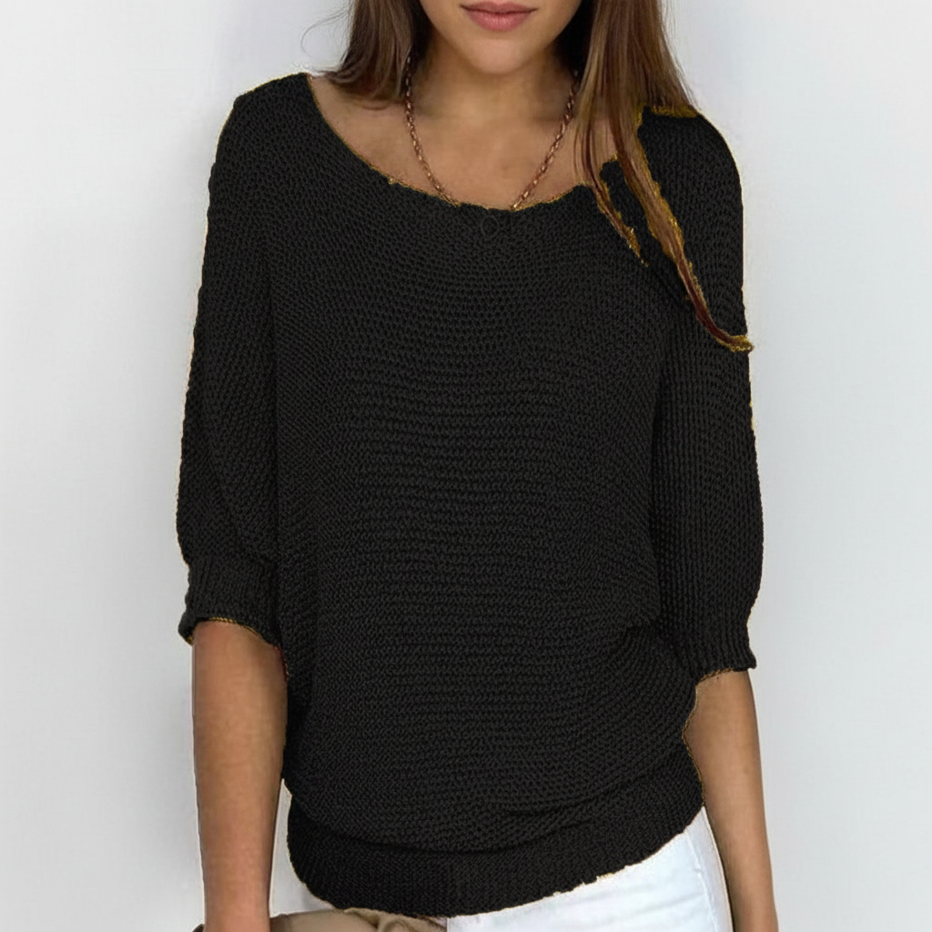 Damen Lässiger Strickpullover | Gerippte Ärmel