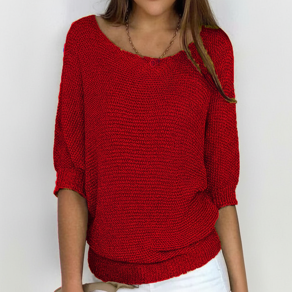 Damen Lässiger Strickpullover | Gerippte Ärmel