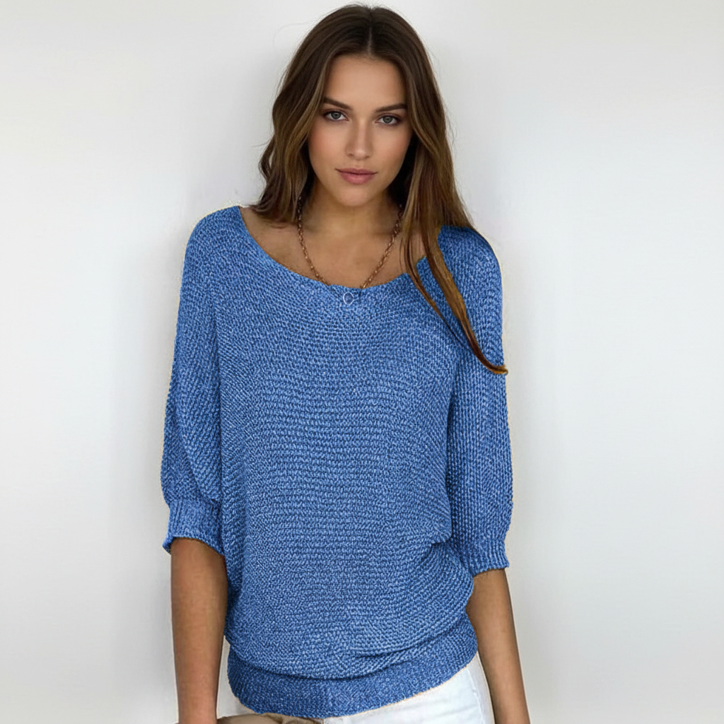 Damen Lässiger Strickpullover | Gerippte Ärmel