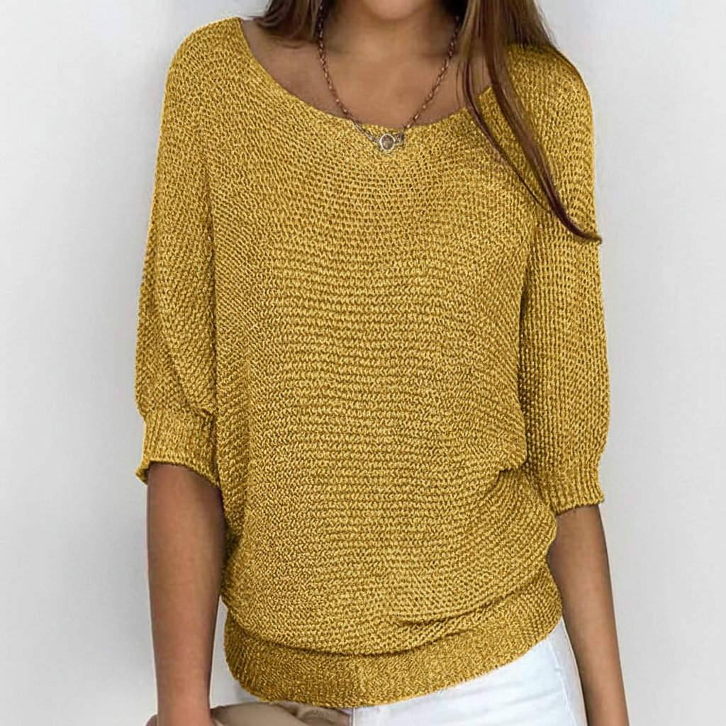 Damen Lässiger Strickpullover | Gerippte Ärmel