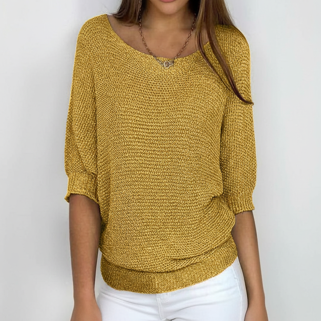 Damen Lässiger Strickpullover | Gerippte Ärmel