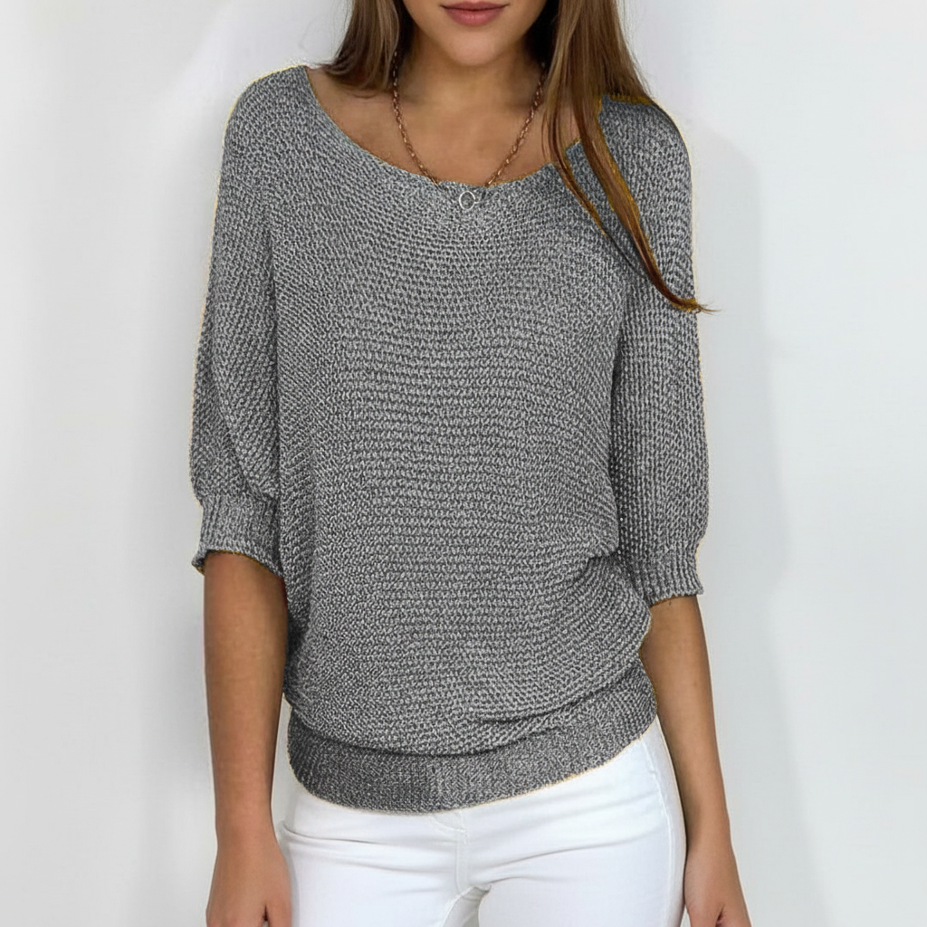 Damen Lässiger Strickpullover | Gerippte Ärmel