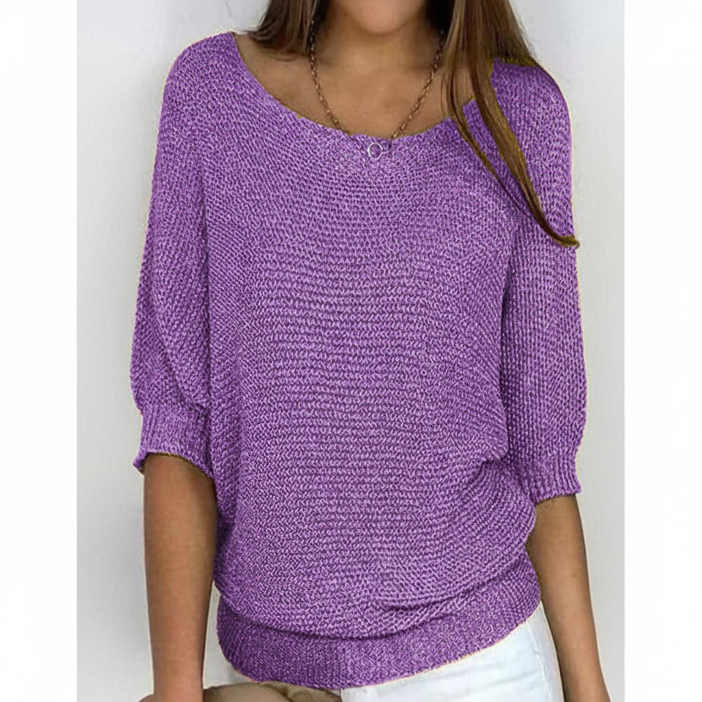 Damen Lässiger Strickpullover | Gerippte Ärmel