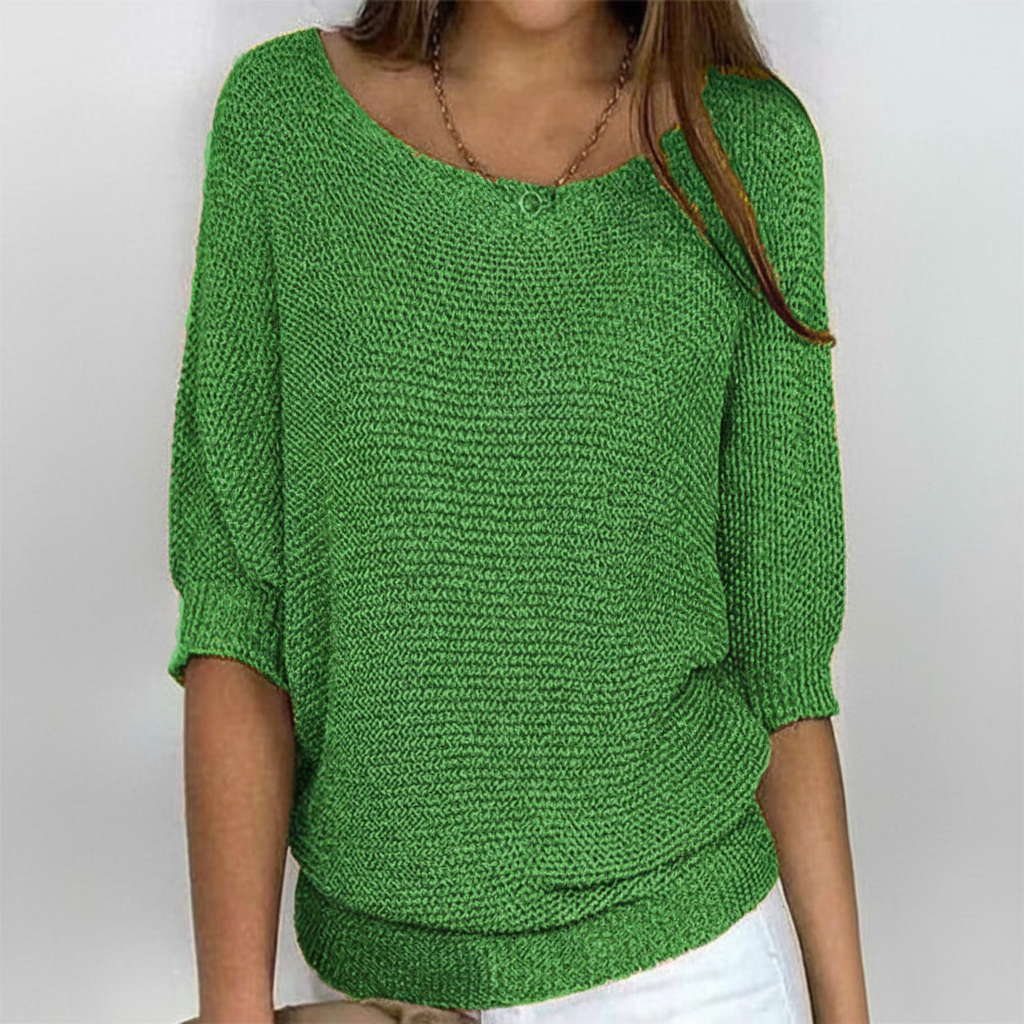 Damen Lässiger Strickpullover | Gerippte Ärmel