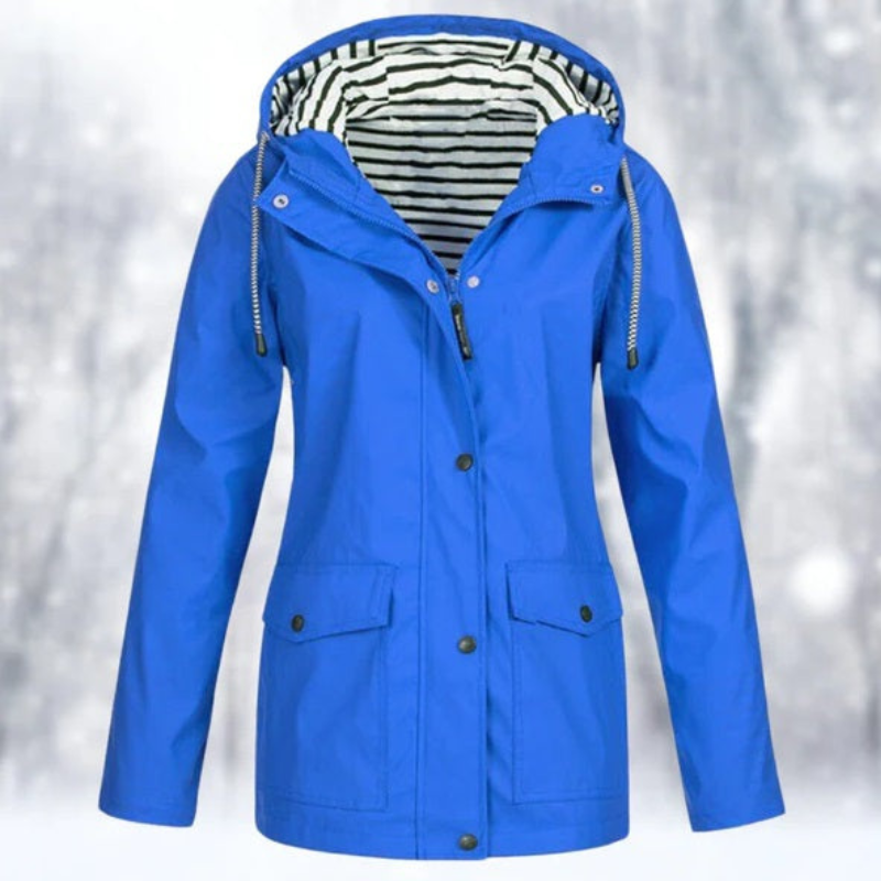 Damen Regenjacke mit Kapuze | Vordertaschen
