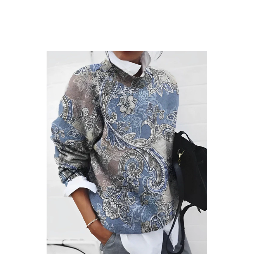 Damen Langarm Oberteil mit Print | Gerade Passform