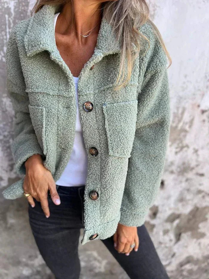 Damen Jacke Teddy Winter Langarm | Kragen