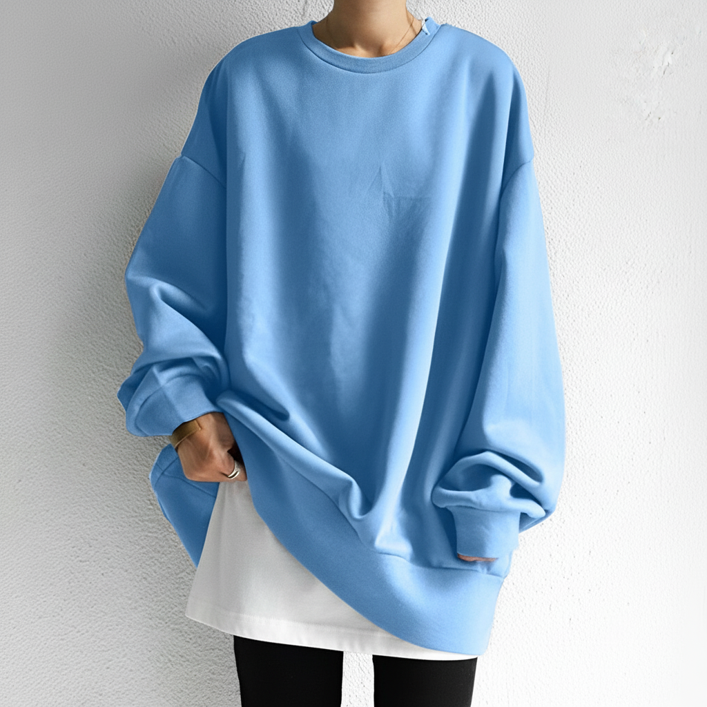 Damen Oversized Sweatshirt mit Rundhalsausschnitt | Überschnittene Schultern