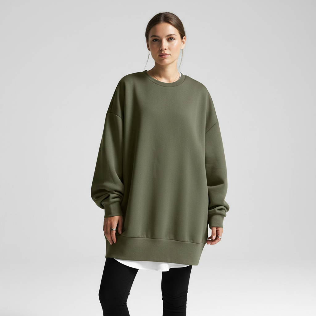 Damen Oversized Sweatshirt mit Rundhalsausschnitt | Überschnittene Schultern