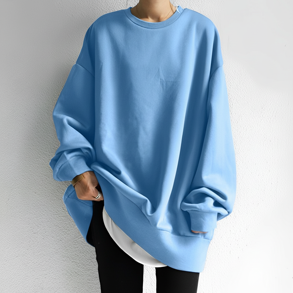 Damen Oversized Sweatshirt mit Rundhalsausschnitt | Überschnittene Schultern
