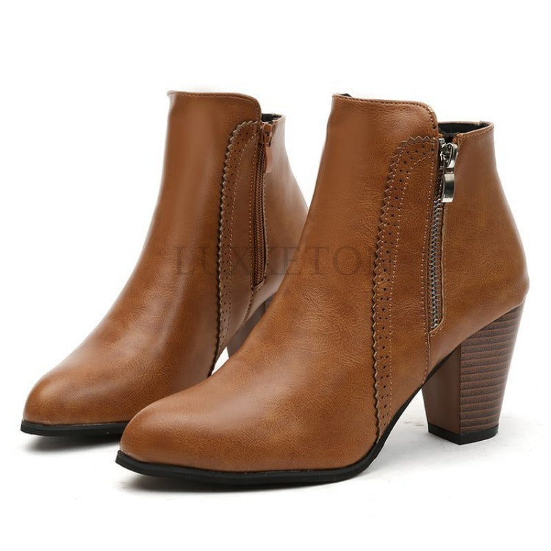 Damen Stiefeletten Hoher Absatz Winter | Mit Reissverschluss