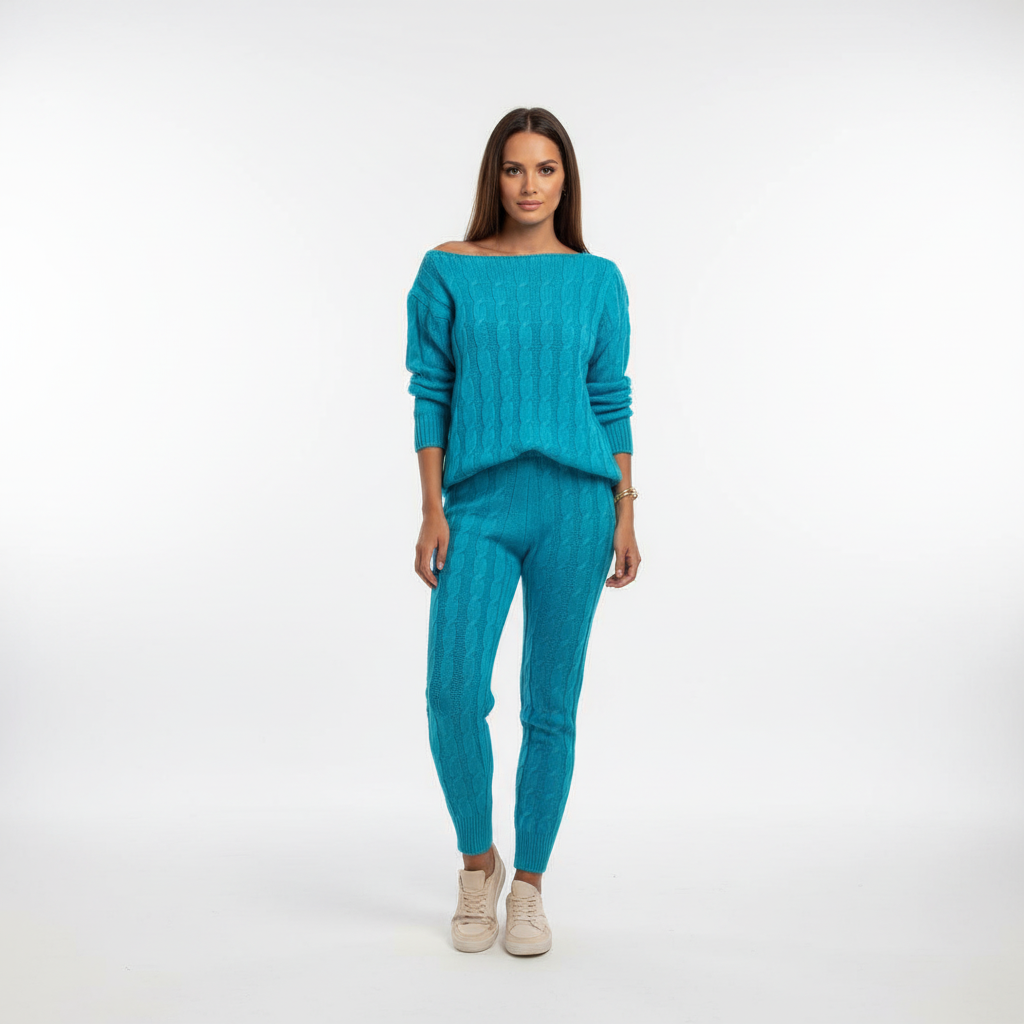 Damen Loungewear Set aus Zopfstrick | Winter