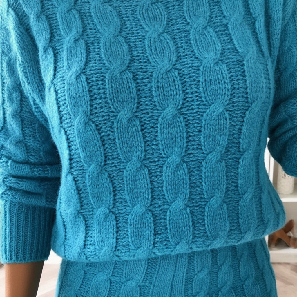 Damen Loungewear Set aus Zopfstrick | Winter