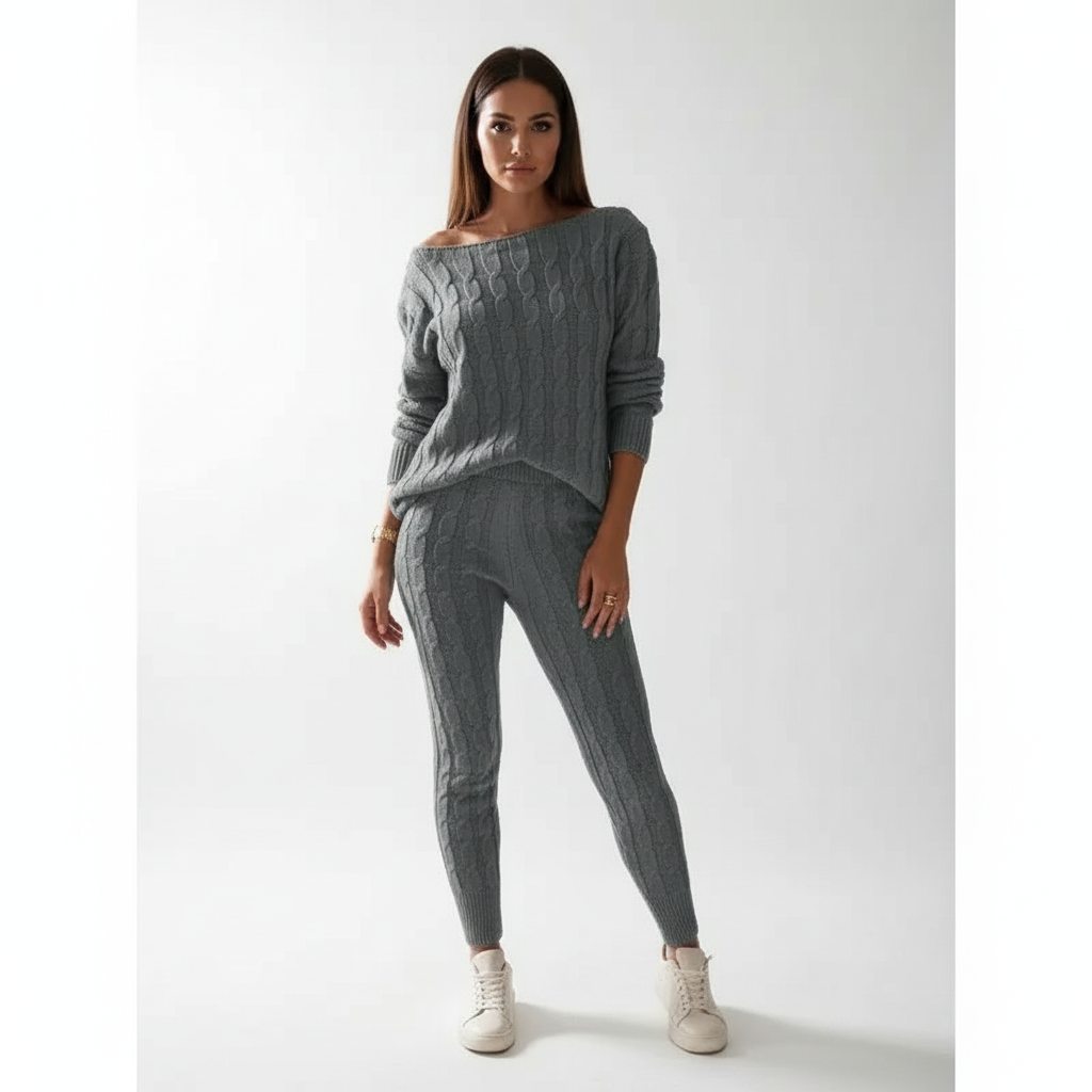 Damen Loungewear Set aus Zopfstrick | Winter