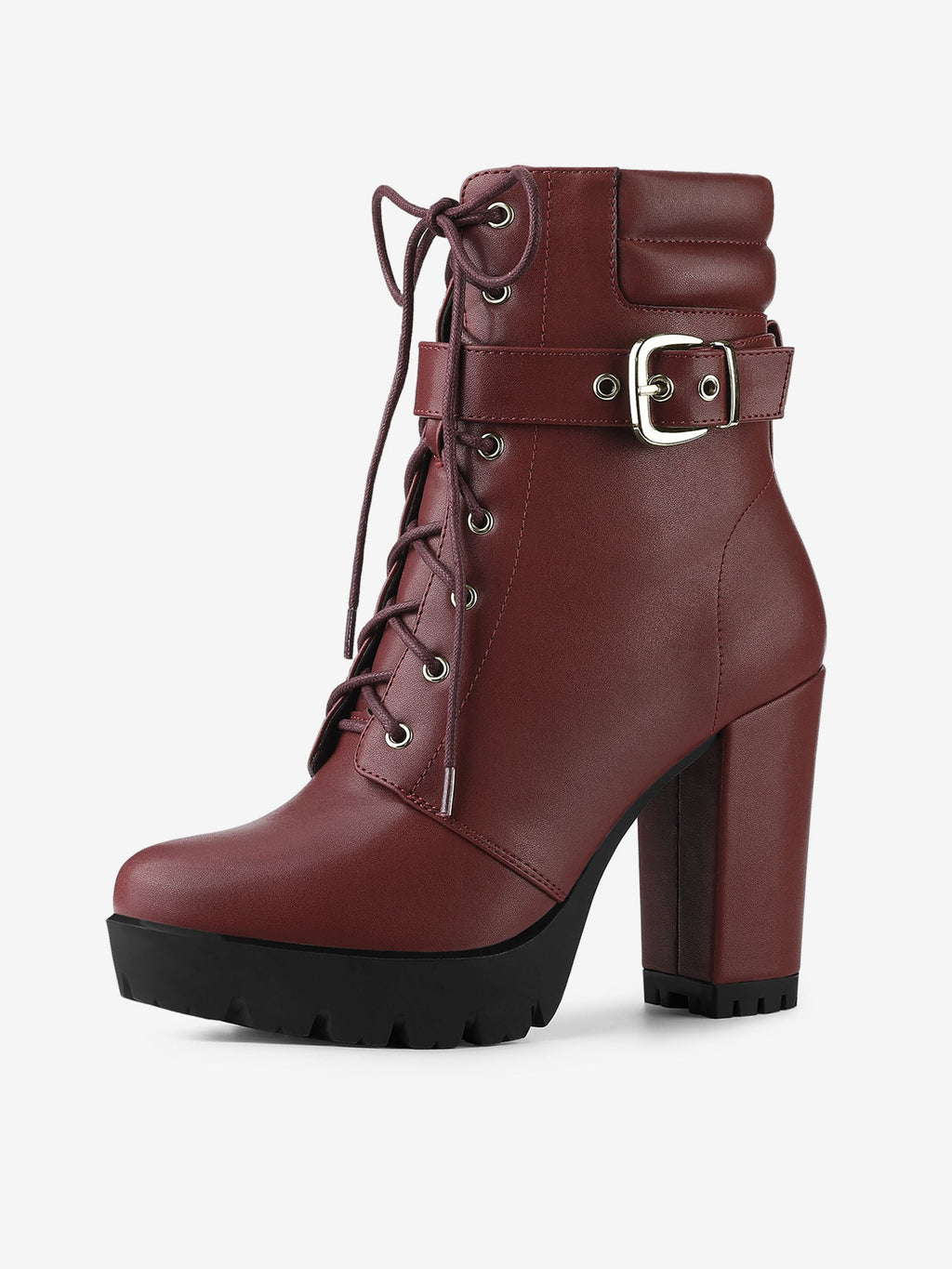 Damen Stiefeletten Schnalle Winter Schnürung | Hoher Absatz