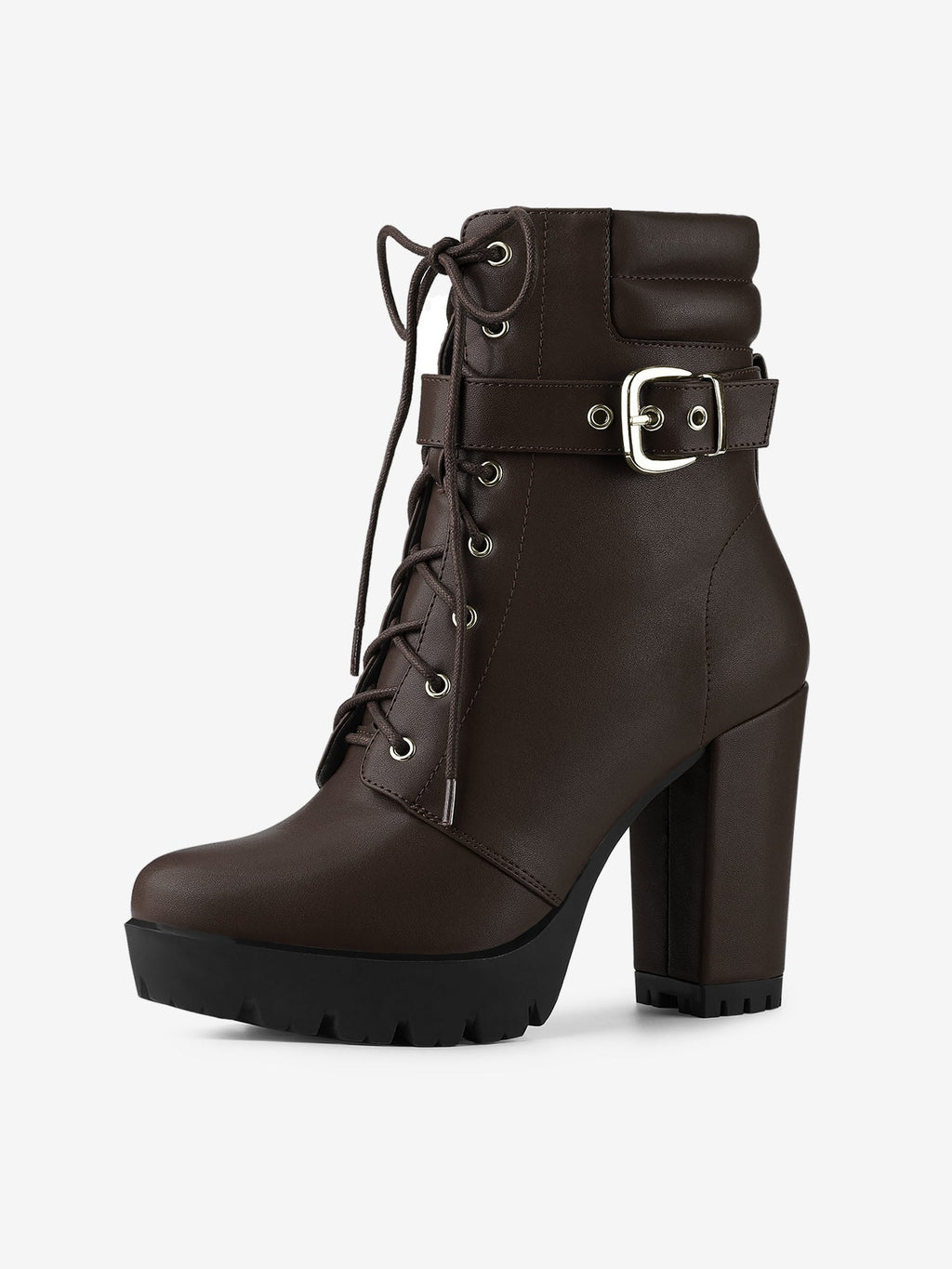 Damen Stiefeletten Schnalle Winter Schnürung | Hoher Absatz
