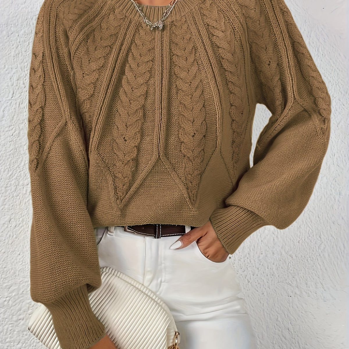 Damen Langarmpullover mit Struktur | Rundhalsausschnitt