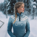 Damen Pullover Strick Norweger Blau | Winter