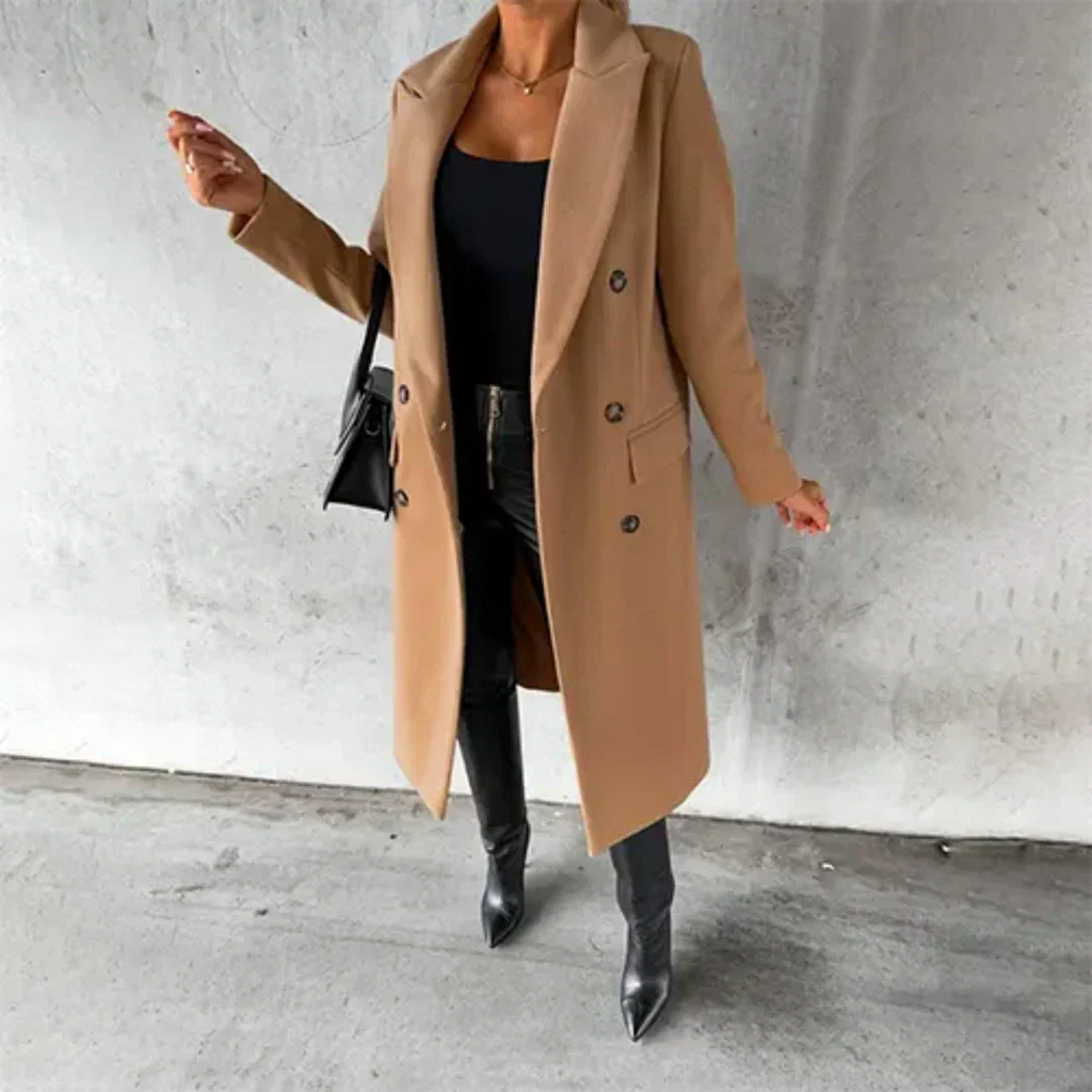 Damen Mantel Trench Lang Zweireihig | Winter