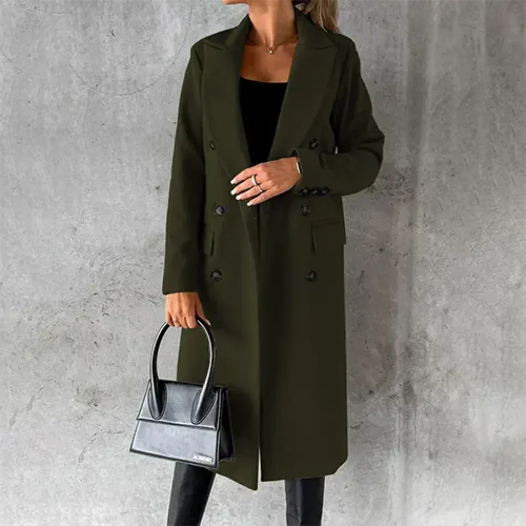 Damen Mantel Trench Lang Zweireihig | Winter